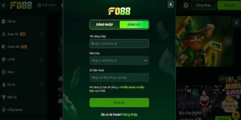 Đăng ký tài khoản nhanh chóng tại Fo88